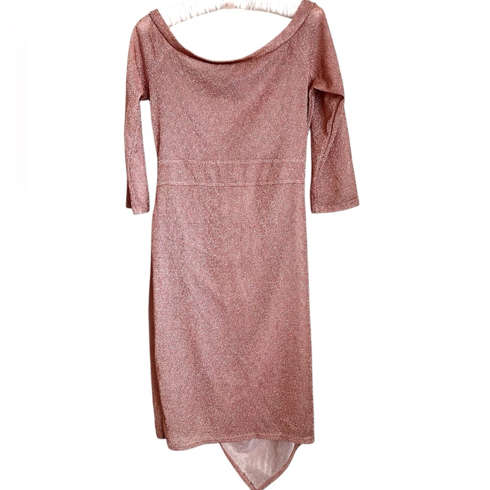 Gathered Side Sparkle Sheer Off Shoulder Dress, Coverup - Picture 6 of 8